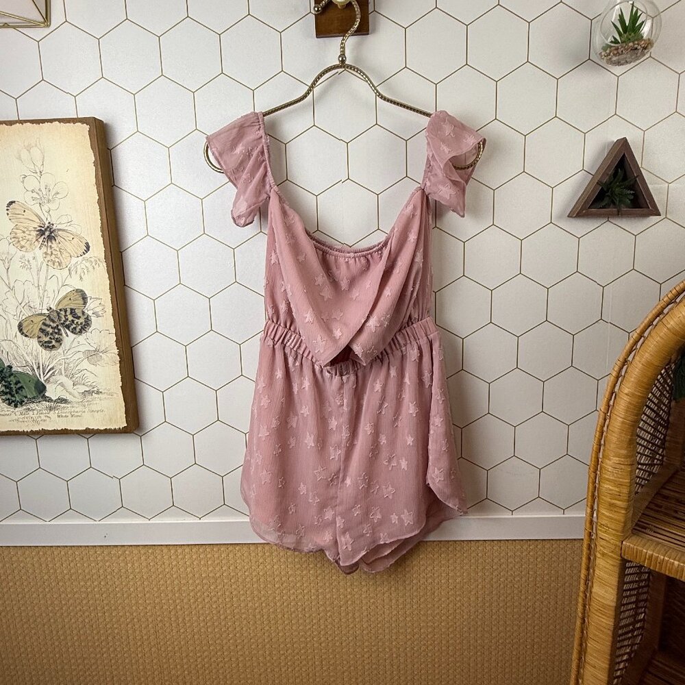 by the way. Blush Pink Chiffon Romper – Butterfly Texture - Size - XS